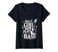 Mujer Solo una Chica Que Toca el bajo, Bajista Femenina Camiseta Cuello V