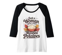 Mujer Solo una Mujer Que ama el puré de Papas Cosecha de otoño Camiseta Manga Raglan