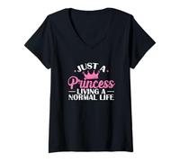 Mujer Solo una Princesa viviendo una Vida Normal Camiseta Cuello V