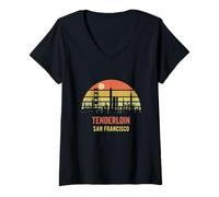 Mujer Solomillo San Francisco California Retro Vintage Camiseta Cuello V