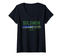 Mujer Solomon Islands Flag | Solomon Islander Vintage Distressed Camiseta Cuello V