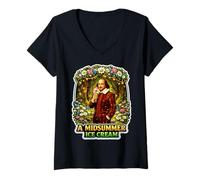 Mujer Solsticio de Verano Helado Shakespeare Juego de Palabras Comedia Divertido Jugar Camiseta Cuello V