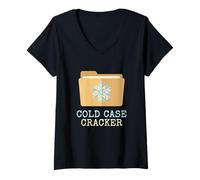 Mujer Solucionador de Archivos de Casos de Cold Case Cracker Investigator Detective Camiseta Cuello V