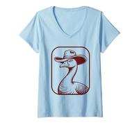 Mujer Sombrero de Vaquero Country Funny Goose Rodeo Cowgirl Western Duck Camiseta Cuello V