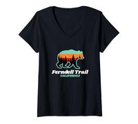 Mujer Sombrero de verano para la familia de osos californianos Ferndell Trail Camiseta Cuello V