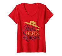 Mujer Sombreros Tacones Caballos Derby Time Camiseta Cuello V