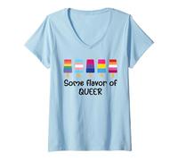 Mujer Some Flavor of Queer Pride LGBTQ Gay Pride Flag Lesbian LGBT Camiseta Cuello V