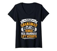 Mujer Some Grandmas Play Bingo Real Grandmas Lift Weights Camiseta Cuello V