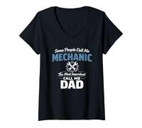 Mujer Some People Call Me Mechanic Dad Blue Collar Job Daddy Camiseta Cuello V