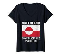 Mujer Some Places Are Priceless - Bandera Retro Vintage de Groenlandia Camiseta Cuello V