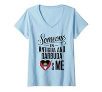 Mujer Someone In Antigua and Barbuda Loves Me Long Distance Camiseta Cuello V
