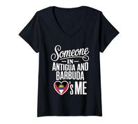 Mujer Someone In Antigua and Barbuda Loves Me Long Distance Camiseta Cuello V