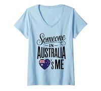 Mujer Someone In Australia Loves Me Heart Flag Camiseta Cuello V