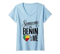 Mujer Someone In Benin Loves Me Long Distance Romantic Family Camiseta Cuello V