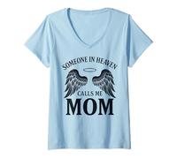 Mujer Someone In Heaven Calls Me Mom Camiseta Cuello V
