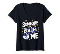 Mujer Someone In Israel Loves Me Cute Israel Heart Camiseta Cuello V