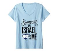 Mujer Someone In Israel Loves Me Heart Flag Israel Camiseta Cuello V