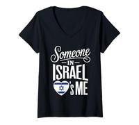Mujer Someone In Israel Loves Me Heart Flag Israel Camiseta Cuello V