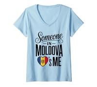 Mujer Someone In Moldova Loves Me Moldovan Heart Flag Camiseta Cuello V