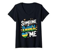 Mujer Someone In Rwanda Loves Me Heart Flag Rwandan Family Camiseta Cuello V