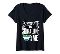 Mujer Someone In Sierra Leone Loves Me Heart Pride Camiseta Cuello V