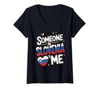 Mujer Someone In Slovenia Loves Me Long Distance Love Camiseta Cuello V