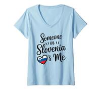 Mujer Someone In Slovenia Loves Me Slovenian Flag Heart Camiseta Cuello V
