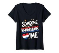 Mujer Someone In The Netherlands Loves Me Heart Camiseta Cuello V
