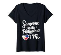 Mujer Someone In The Philippines Loves Me Filipino Camiseta Cuello V
