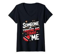 Mujer Someone In Trinidad and Tobago Loves Me Heart Camiseta Cuello V