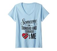 Mujer Someone In Trinidad and Tobago Loves Me Heart Flag Camiseta Cuello V