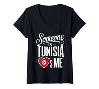 Mujer Someone In Tunisia Loves Me Long Distance Romance Camiseta Cuello V