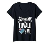 Mujer Someone In Tuvalu Loves Me Long Distance Romance Camiseta Cuello V