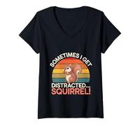 Mujer Sometimes I Get Distracted Squirrel Distracción ------ Camiseta Cuello V