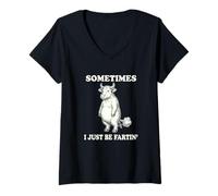 Mujer Sometimes I Just Be Fartin 'Retro Divertido Pedos Vaca Toro Camiseta Cuello V
