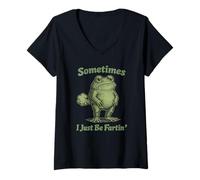 Mujer Sometimes I Just Be Fartin' Retro Divertido Rana Pedos Camiseta Cuello V