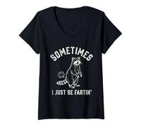 Mujer Sometimes I Just Be Farting Raccoon Dad Fart Día del Padre Camiseta Cuello V