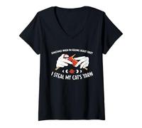 Mujer Sometimes I Steal My Cat Yarn Knitting Camiseta Cuello V
