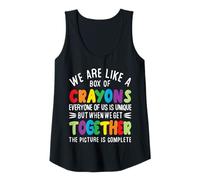 Mujer Somos como una caja de crayones Bienvenido al profesor de regreso a clases Camiseta sin Mangas