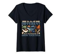 Mujer Somos Diferentes, Pero Todos nadamos Juntos: Ocean Quote Camiseta Cuello V