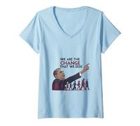 Mujer Somos el Cambio Inspirador Presidente Obama Camiseta Cuello V