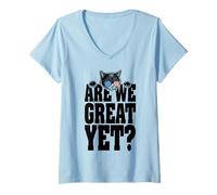 Mujer ¿Somos geniales todavía? Divertidos amantes de los gatos con bandera de Estados Unidos Camiseta Cuello V