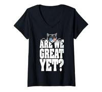 Mujer ¿Somos geniales todavía? Divertidos amantes de los gatos con bandera de Estados Unidos Camiseta Cuello V
