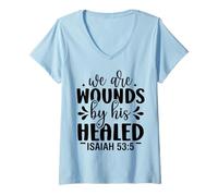 Mujer Somos heridas Cristianos Hombres y Mujeres Agradecidos Camiseta Cuello V