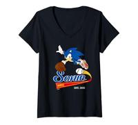 Mujer Sonic The Hedgehog - Sonic Baseball EST. 1991 Camiseta Cuello V