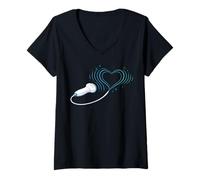 Mujer Sonógrafo Ultrasonido Tecnología Sonda Cardíaca Amor Escáner Camiseta Cuello V