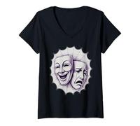 Mujer Sonríe Ahora llora más Tarde Máscaras de Teatro Telaraña Camiseta Cuello V