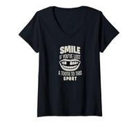 Mujer Sonríe si perdiste un diente en este deporte - Divertido Camiseta Cuello V