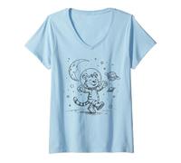 Mujer Sonriente Tigre Astronauta Explorador Espacial Aventura Cósmica Camiseta Cuello V