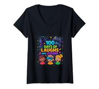 Mujer Sonrisas y lecciones: 100 días Fuertes Camiseta Cuello V